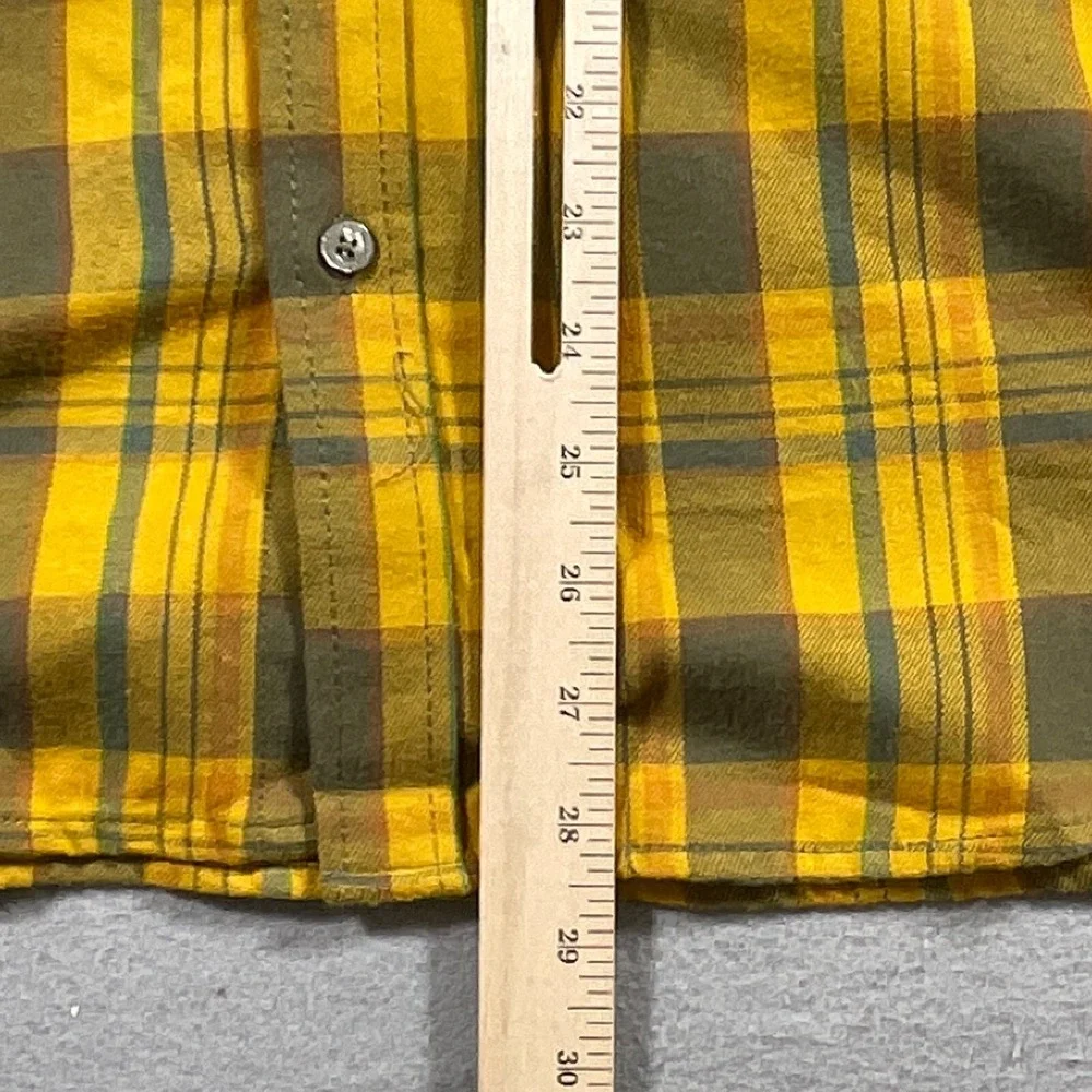 The North Face Plaid Flannel Shirt Men Small Yellow‎ Olive Gorpcore Hiking NWT
